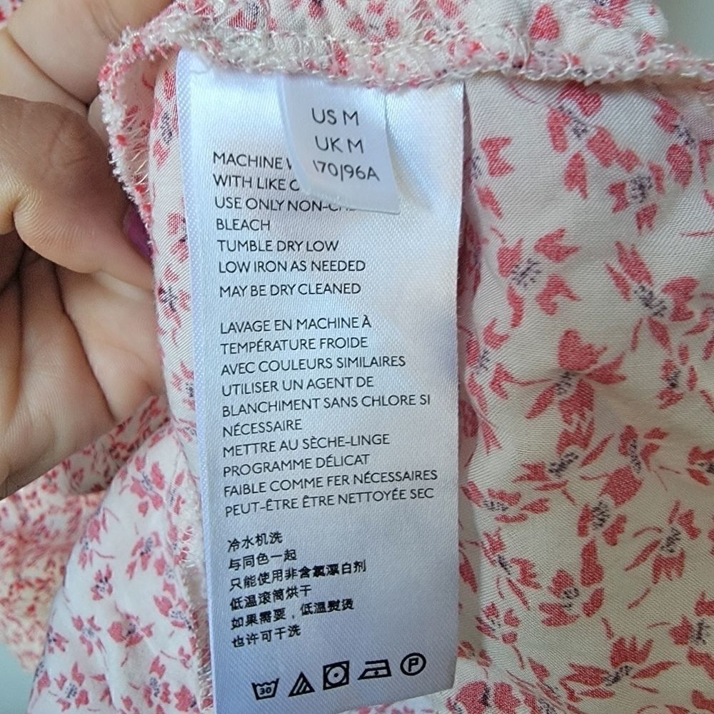 FREE PEOPLE One Fine Day Mini Dress Floral Swing Red Pink Coverup Size Medium - Picture 7 of 12